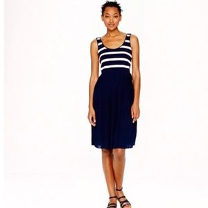 J.crew Pleated knit dress in stripe navy